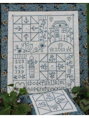 Sampler in Blue stitchery pattern