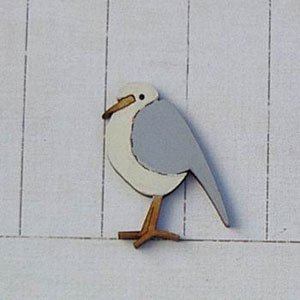 Hand Painted Wooden Button – Fat Seagull Sea Bird Button