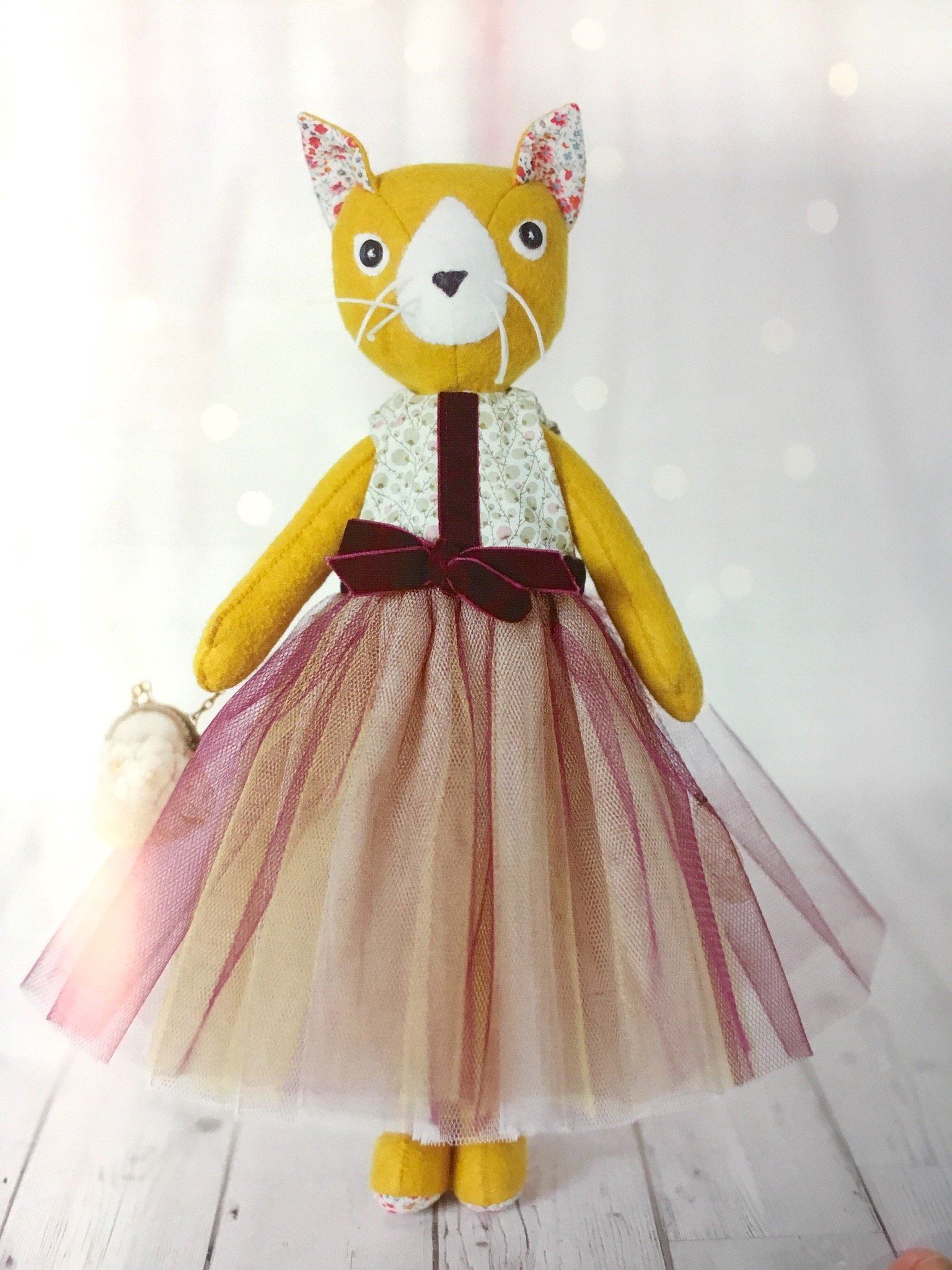Luna Lapin’s Friends – Clementine Cat Fabric Pack – Mustard Seed