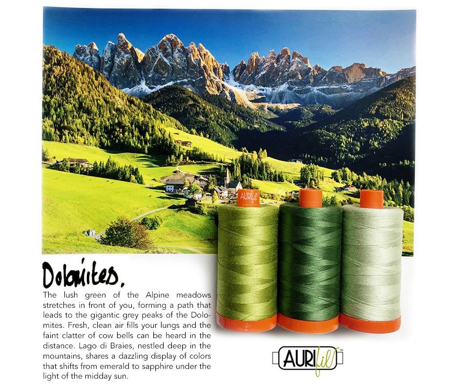 Aurifil Colour Builder – Dolomite Greens 3 x 1300m