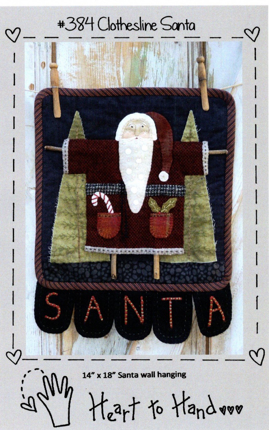 Clothesline Santa Pattern & Fabric Pack Kit