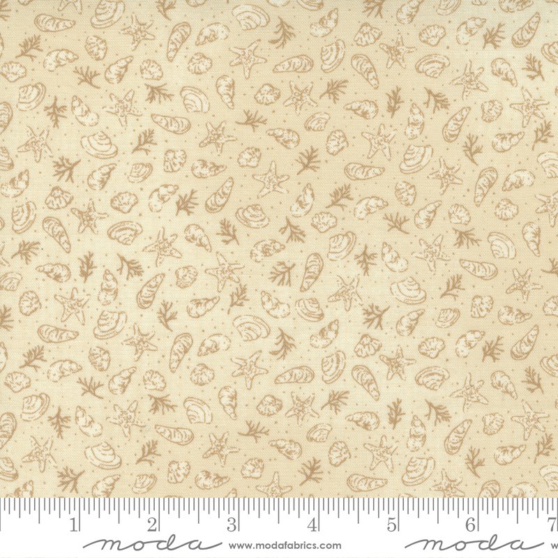 To the Sea – Pearl & Sand Shells Novelty Fabric