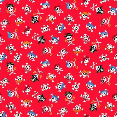 End of Roll – Pirates – Red Skulls Fabric