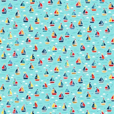 Pool Party – Turquoise Boats Fabric