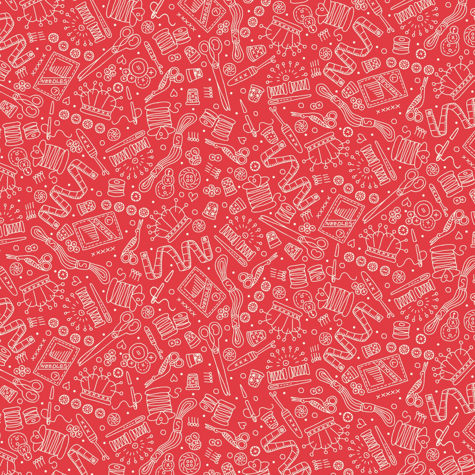 Say it with a Stitch – Red Sewing Essentials Fabric