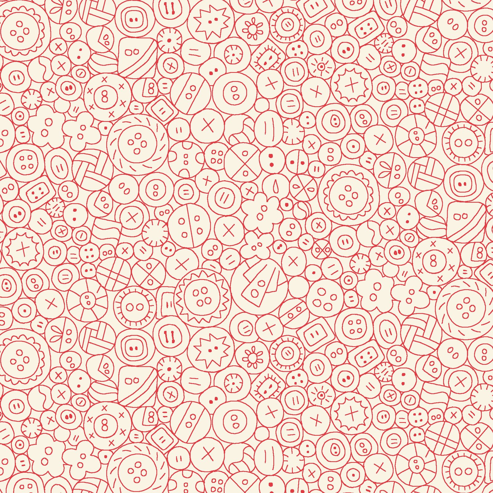 Say it with a Stitch – Cream Button Fabric