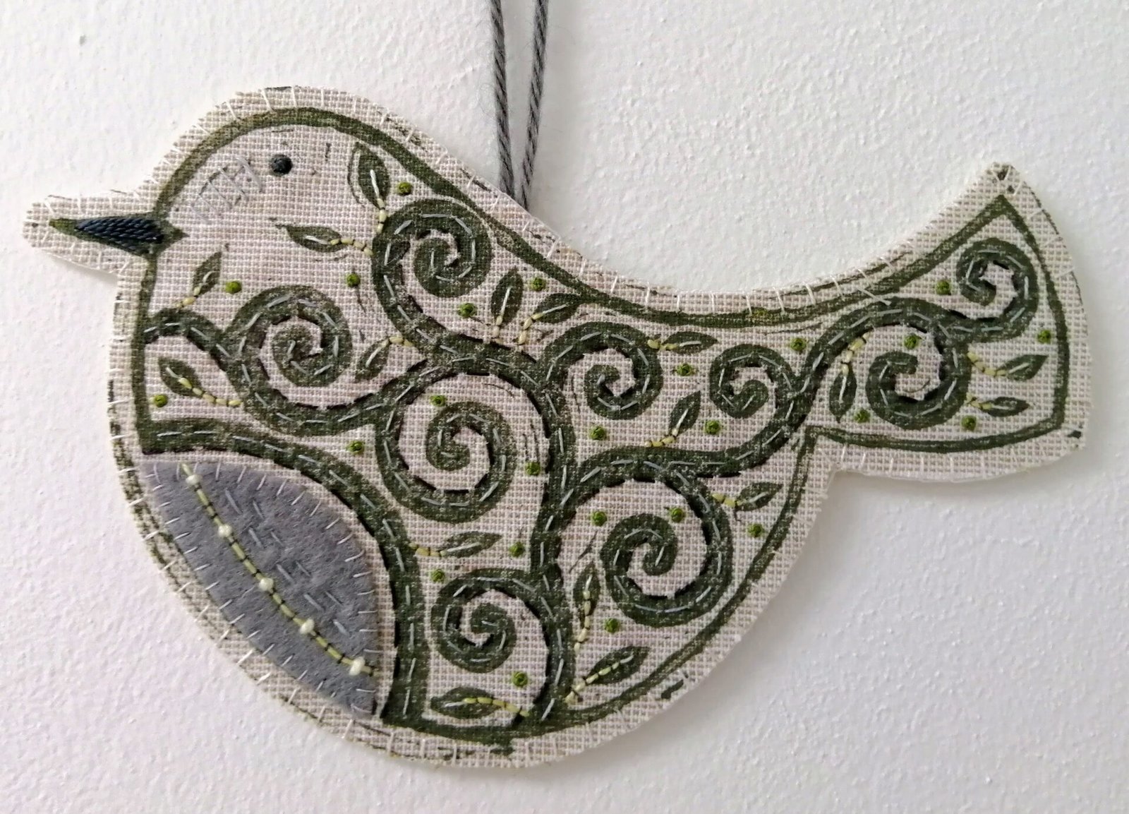 Green Swirly Bird Embellished Lino Print Kit – by Louise Nichols Designs