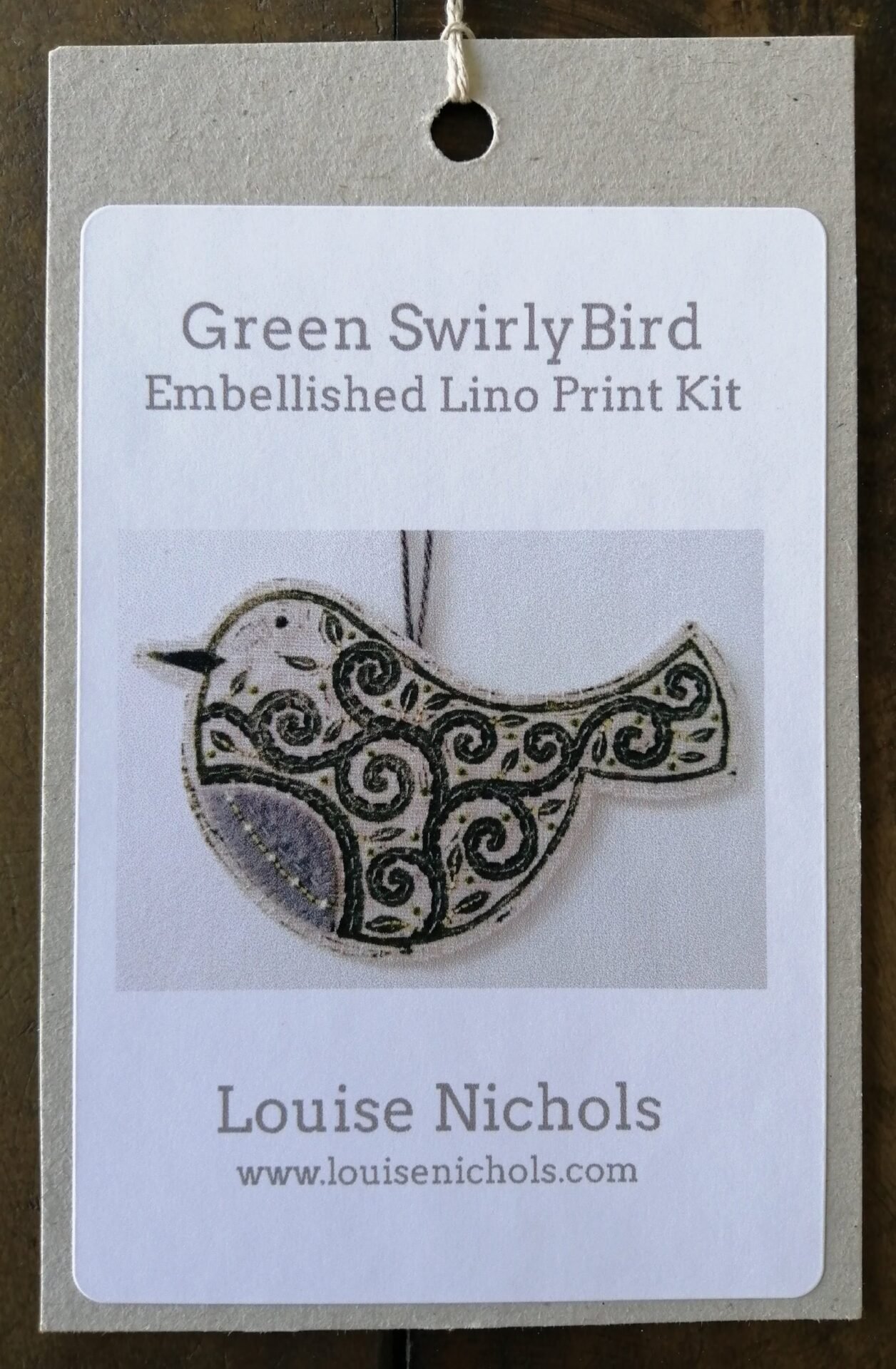 Green Swirly Bird Embellished Lino Print Kit – by Louise Nichols Designs