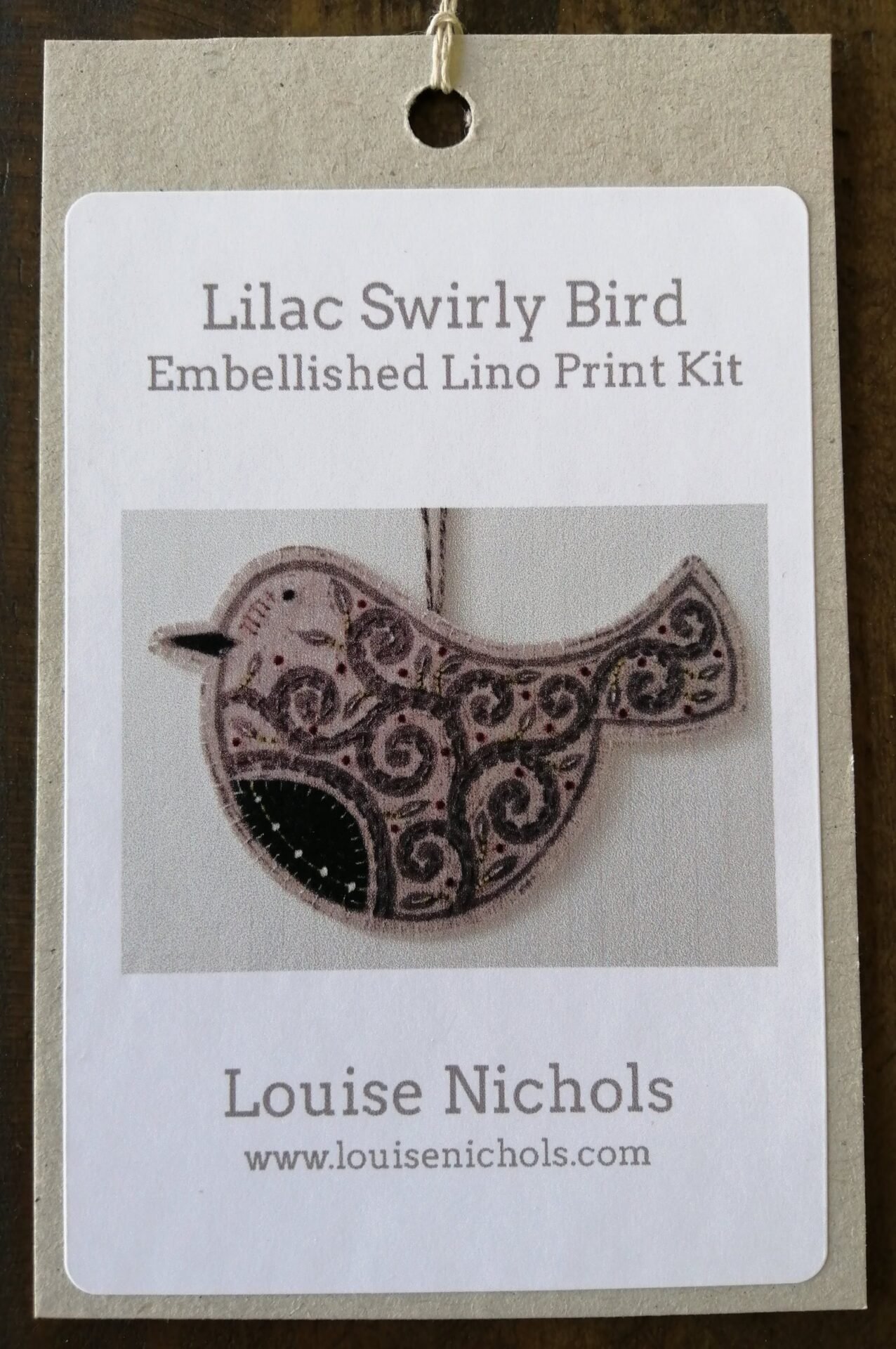 Lilac Swirly Bird Embellished Lino Print Kit – by Louise Nichols Designs