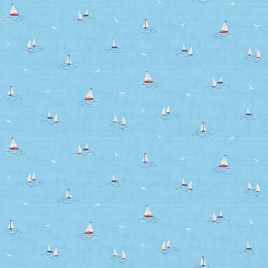 Nautical – Blue Little Boats Fabric