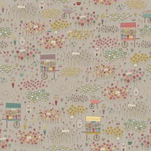 Market Garden Grey Taupe Fabric
