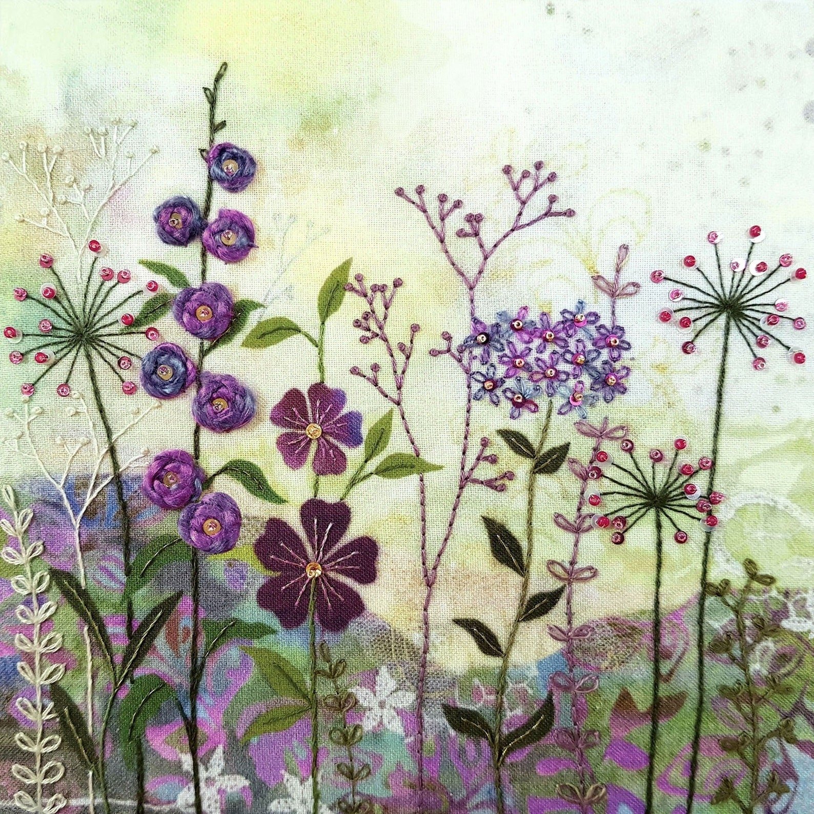 Purple Garden Stitch Kit by Beaks & Bobbins