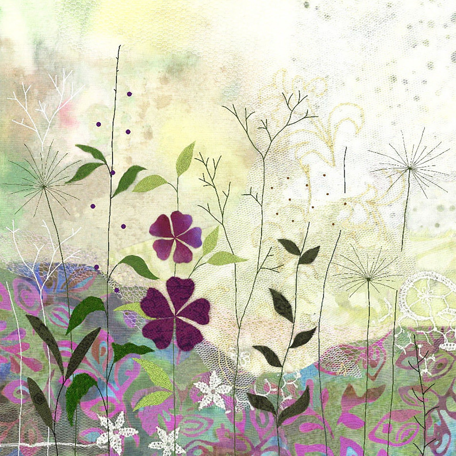 Purple Garden Stitch Kit by Beaks & Bobbins