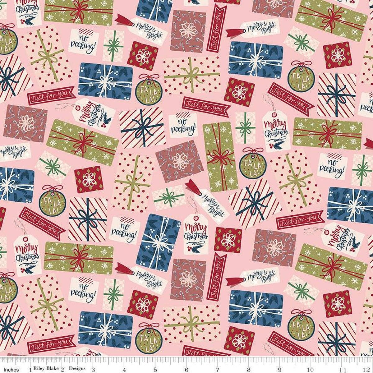 Christmas Village – Presents on Blush Fabric