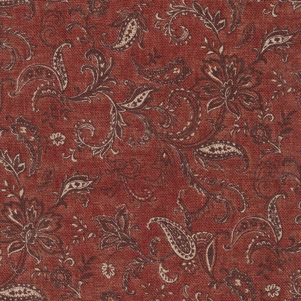 Japanese Printed Poplin – Paisley Flowers on Red Fabric