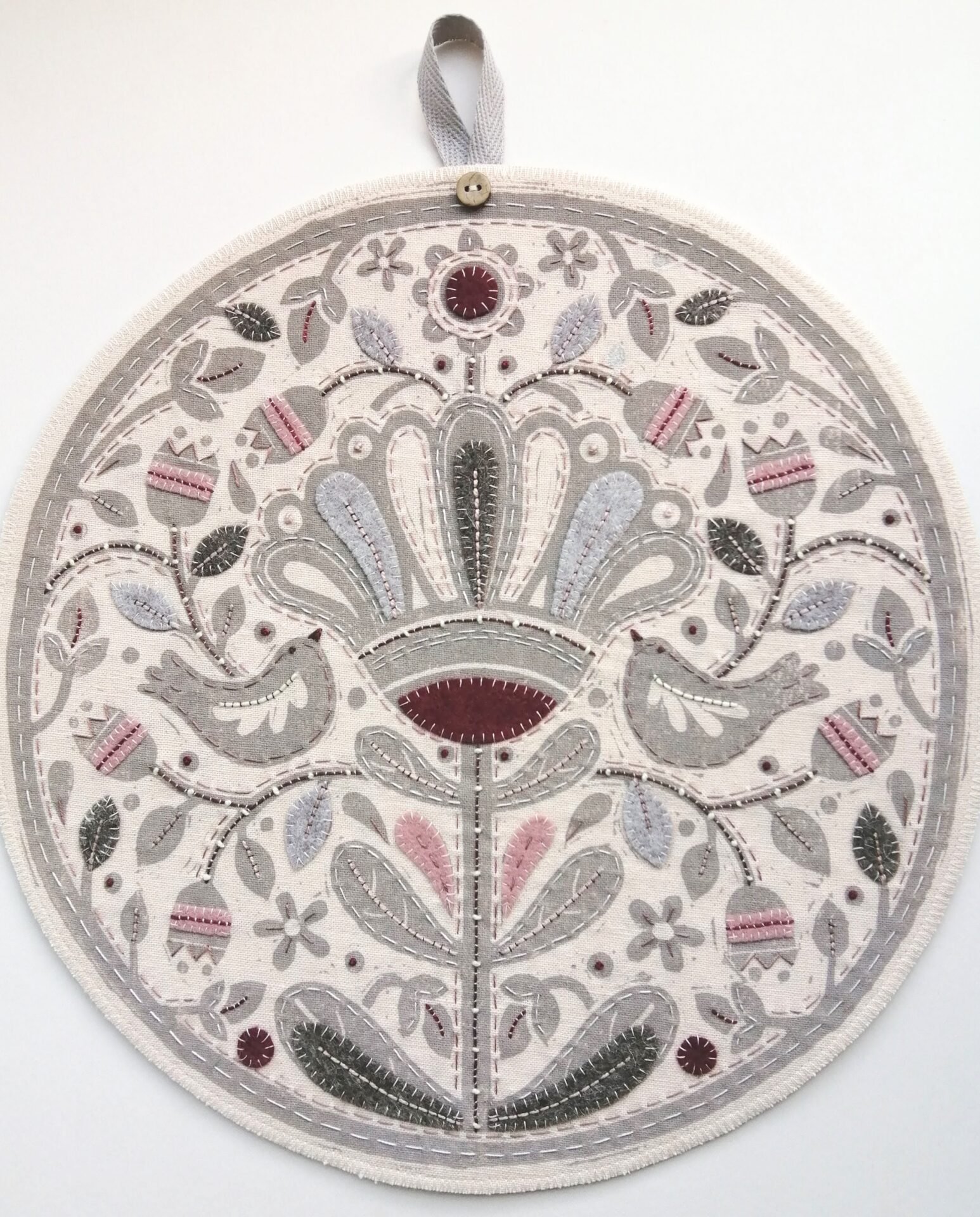 Folk Flowers Embellished Lino Print Kit – Pink – by Louise Nichols Designs