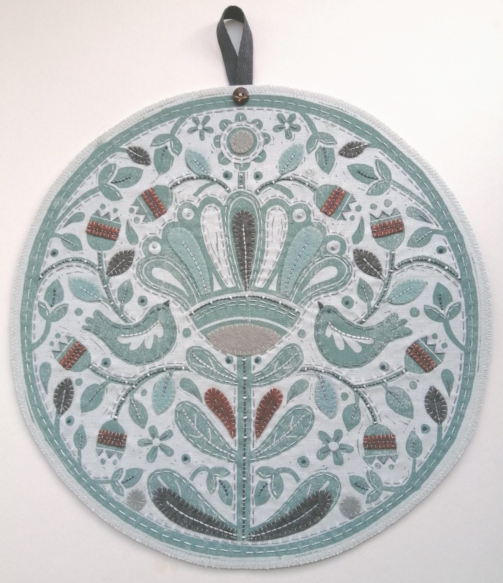 Folk Flowers Embellished Lino Print Kit – Blue – by Louise Nichols Designs