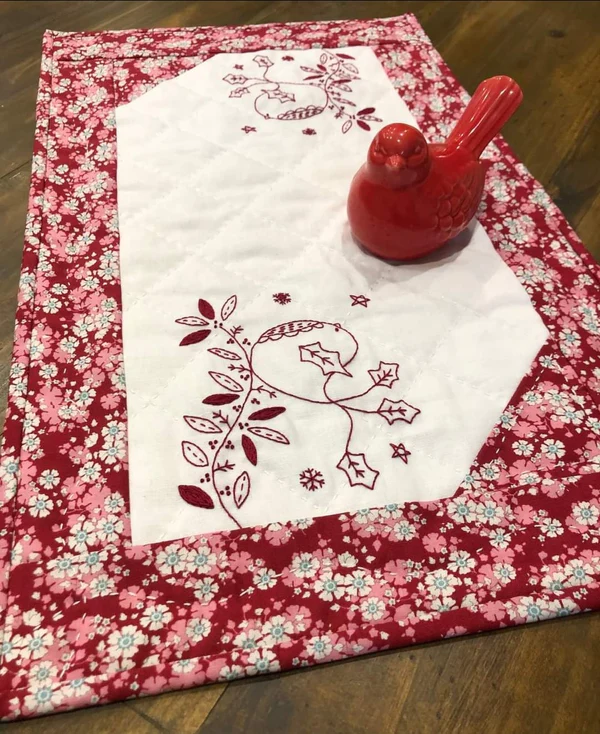 Little Christmas Bird tablerunner by Gail Pan