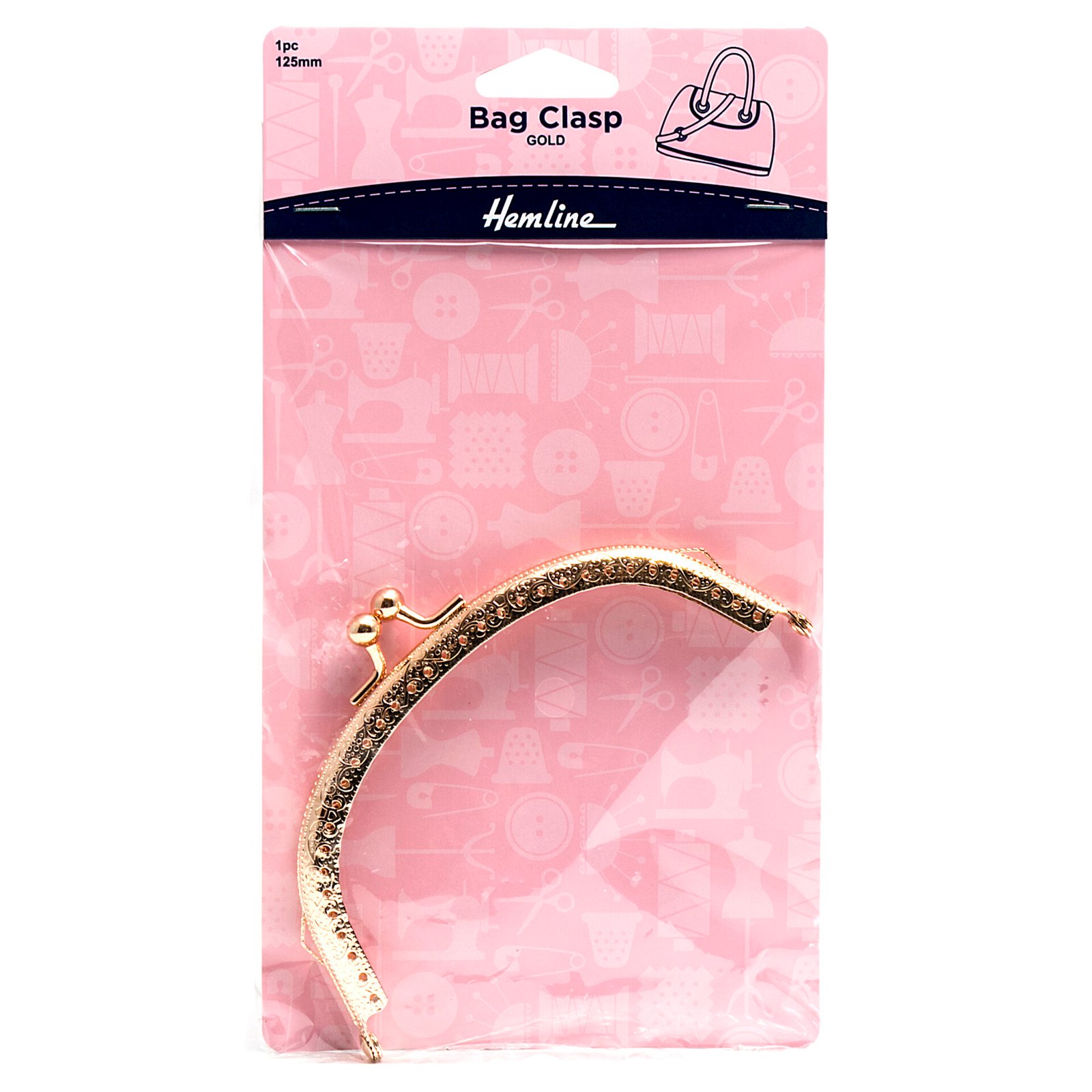 Metal Curved Purse Frame and Clasp 125mm in Gold Finish