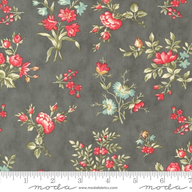 Collection Etchings – Flowers on Charcoal Fabric