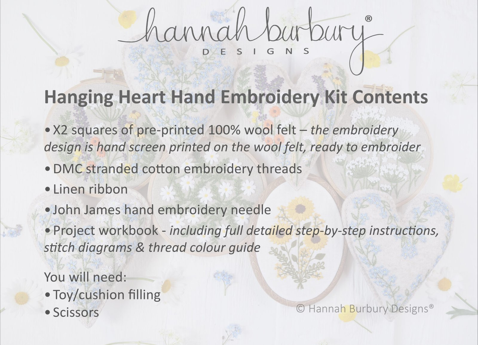 Heidi Heart Embroidery Kit by Hannah Burbury