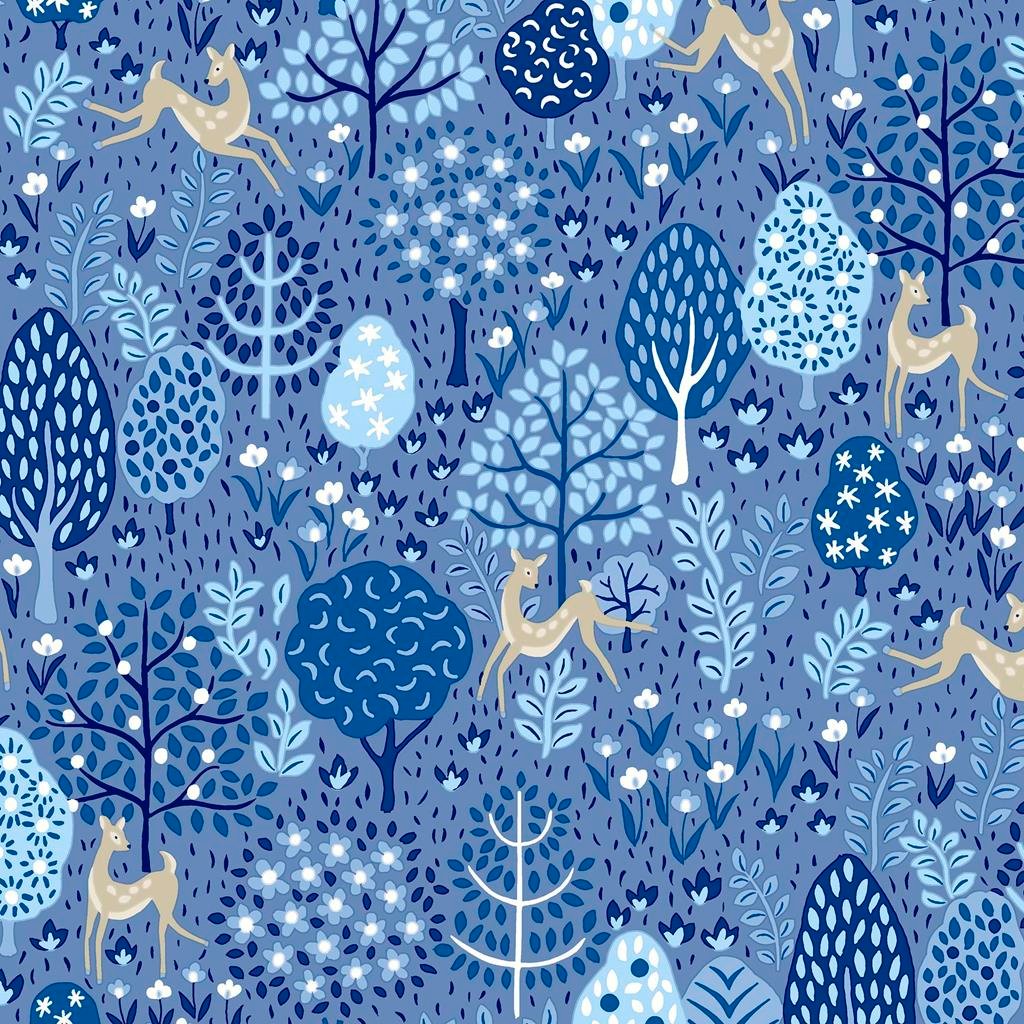 Liberty Garden Party – Dancing Deer Blue fabric