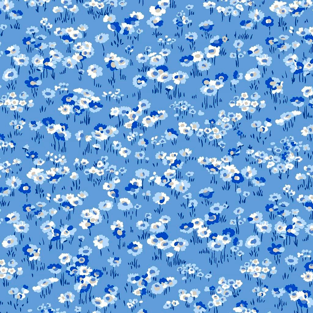 Liberty Garden Party – Darling Daisies Blue Fat 1/4