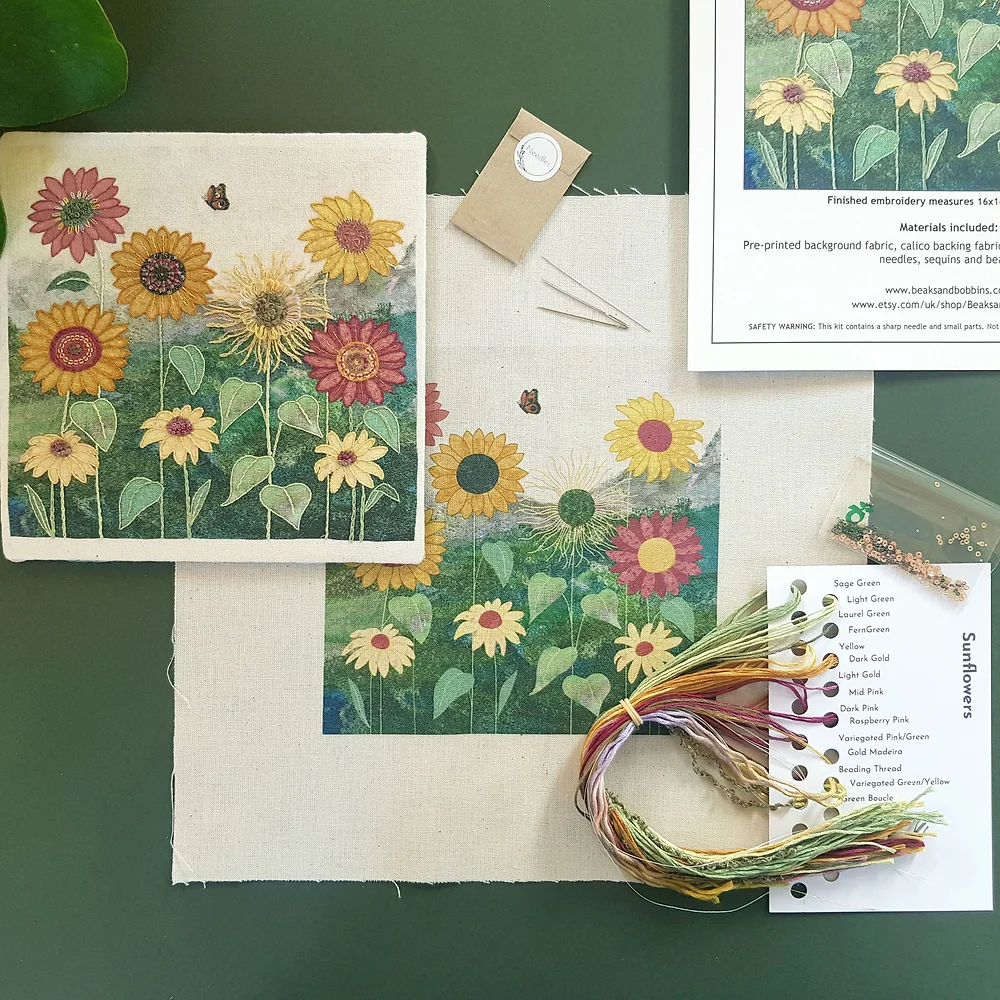 Sunflowers Embroidery Kit by Beaks & Bobbins