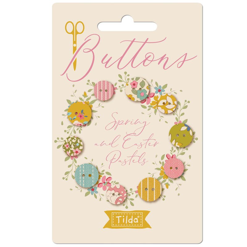 Tilda Creating Memories Fabric Covered Buttons – Spring – 10 buttons
