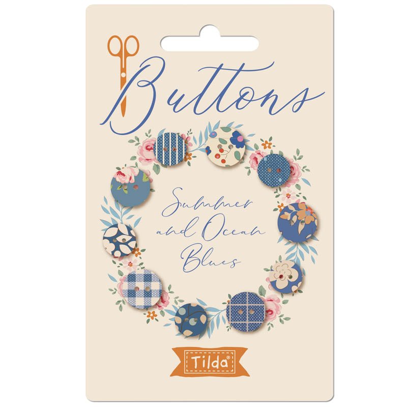 Tilda Creating Memories Fabric Covered Buttons – Summer – 10 buttons