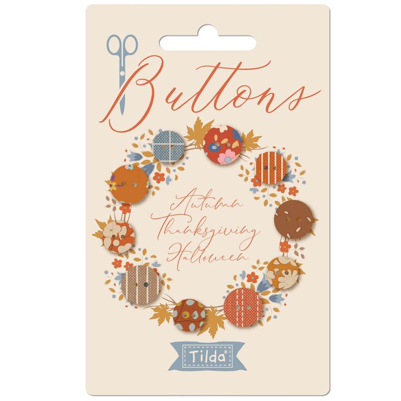 Tilda Creating Memories Fabric Covered Buttons – Autumn – 10 buttons
