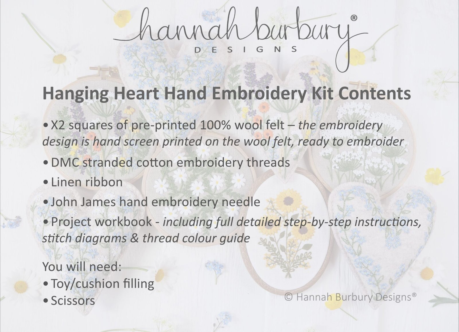 Charles Heart Embroidery Kit by Hannah Burbury