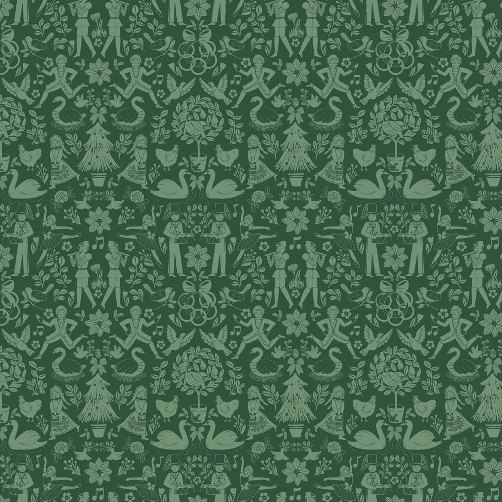 A Pear-fect Christmas – Lords A Leaping Green Fabric