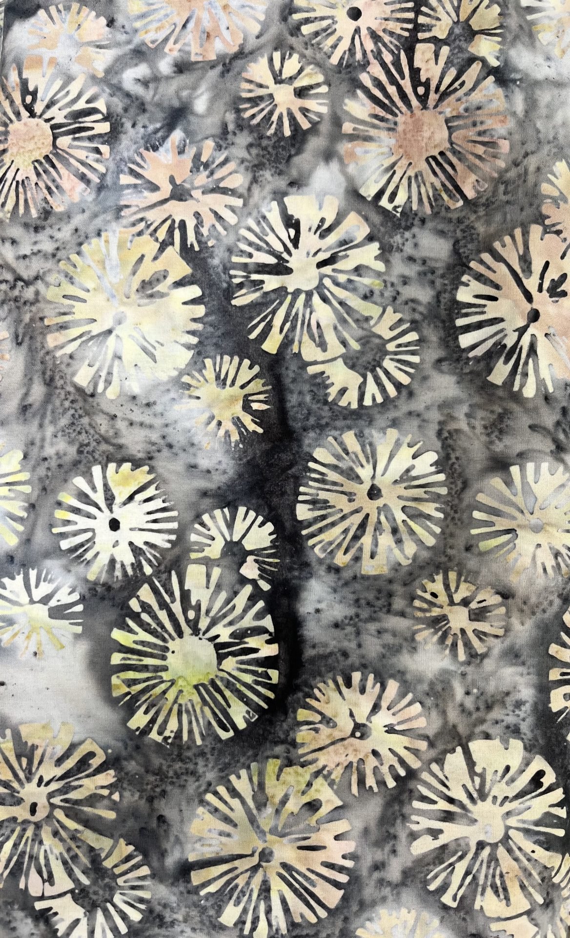 Grey Dandelion Burst Batik Fabric