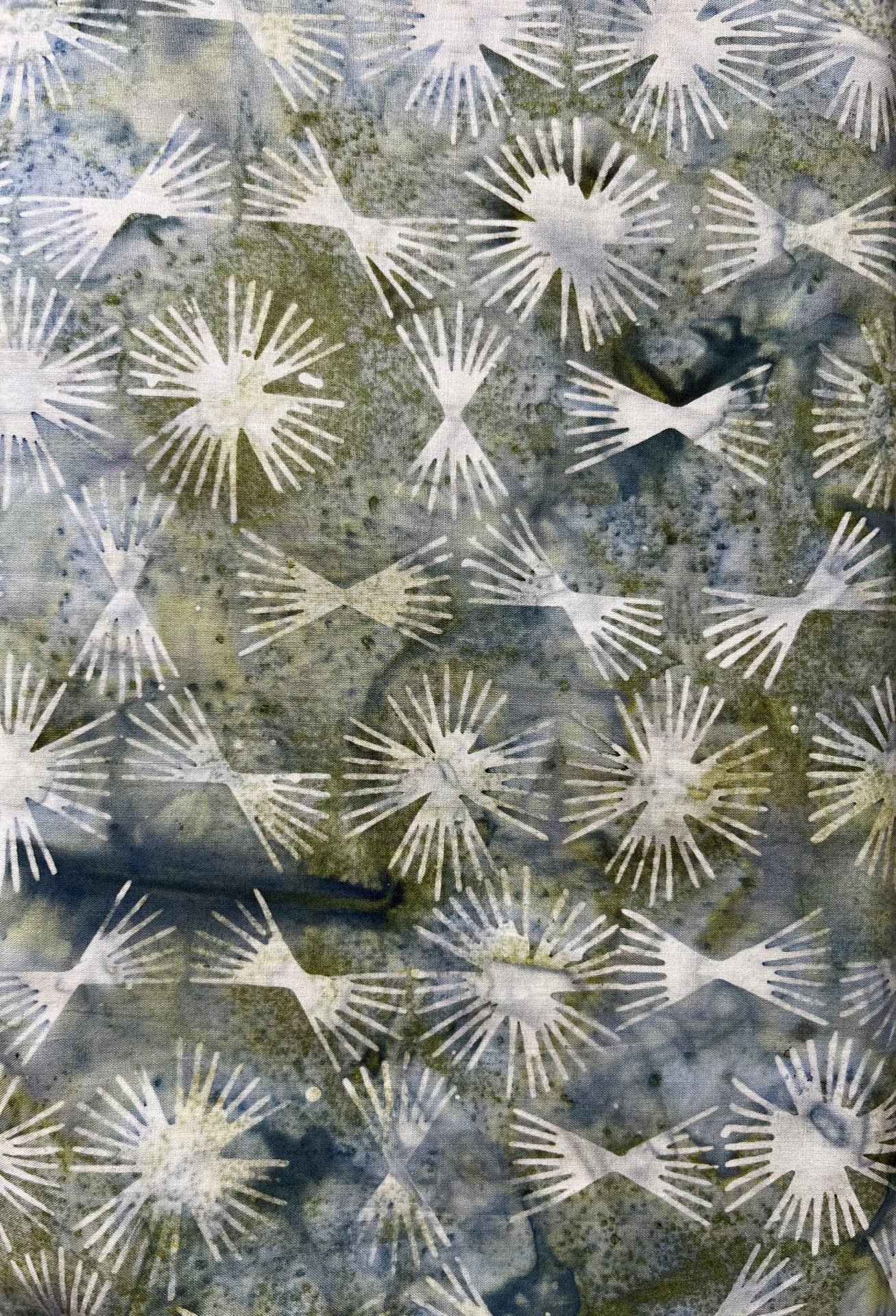 Blue Green Fireworks Batik Fabric