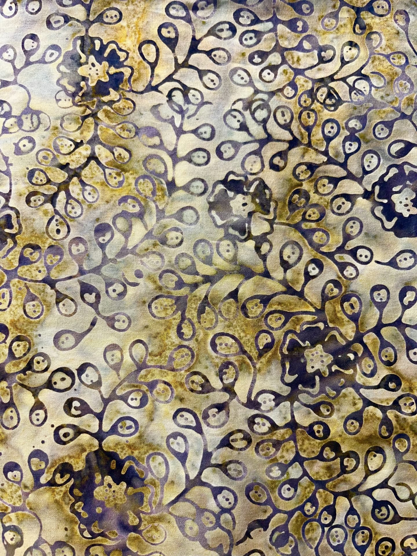 Muted Green and Brown Floral Batik Fabric