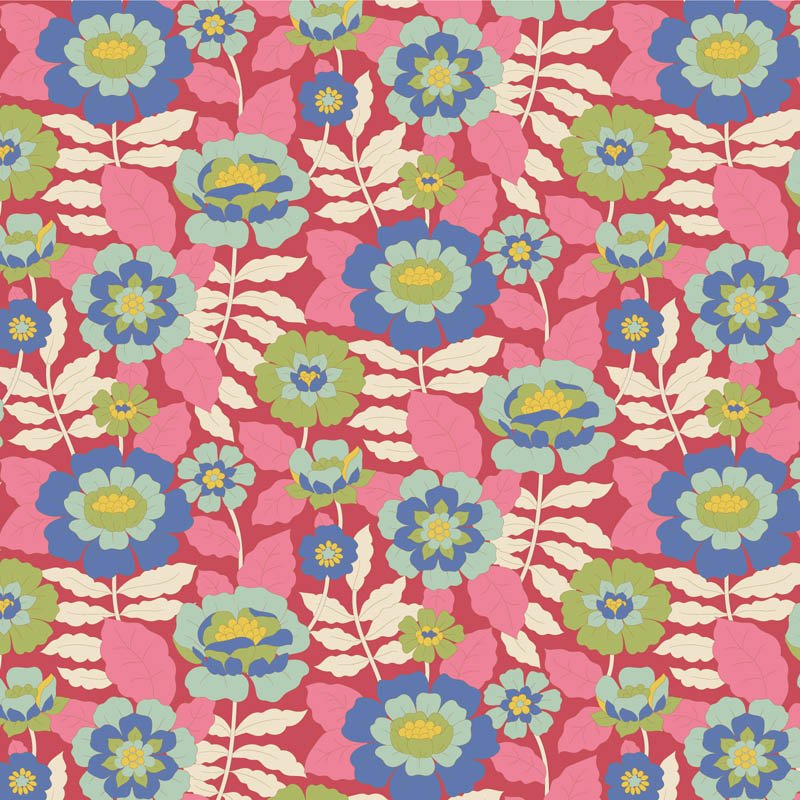 Tilda Wallflower Fabric – Beverly Pink
