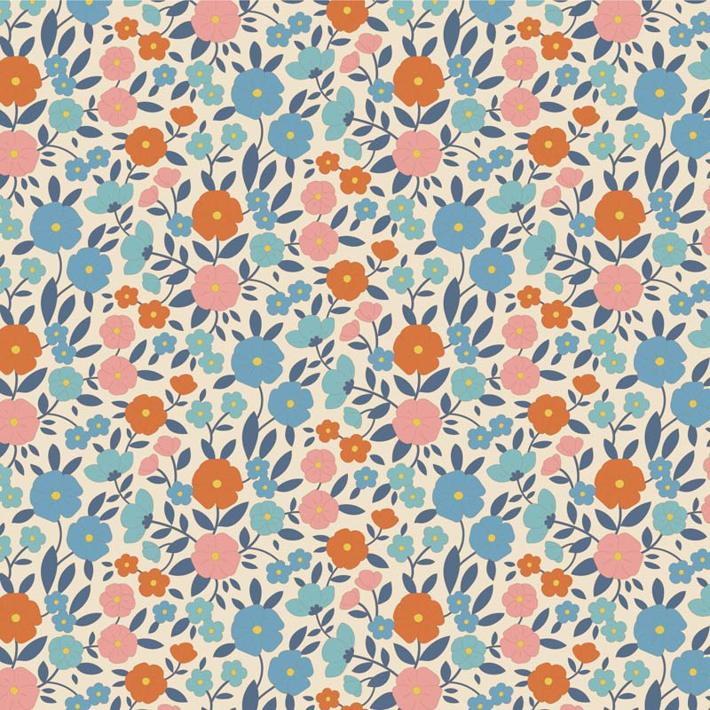 Tilda Wallflower Fabric – Janice Blue