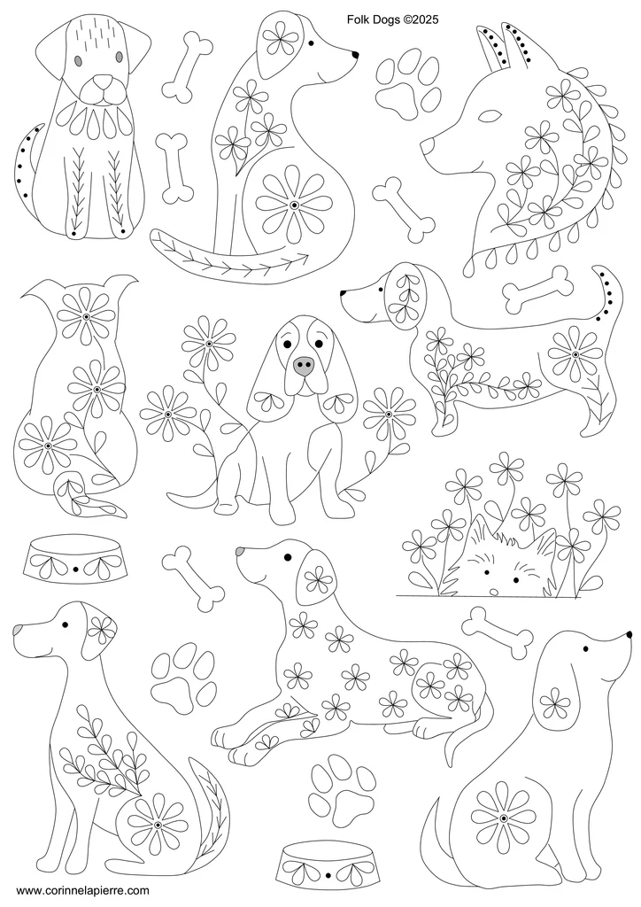 Stick and Stitch Embroidery – Folk Dogs by Corinne Lapierre