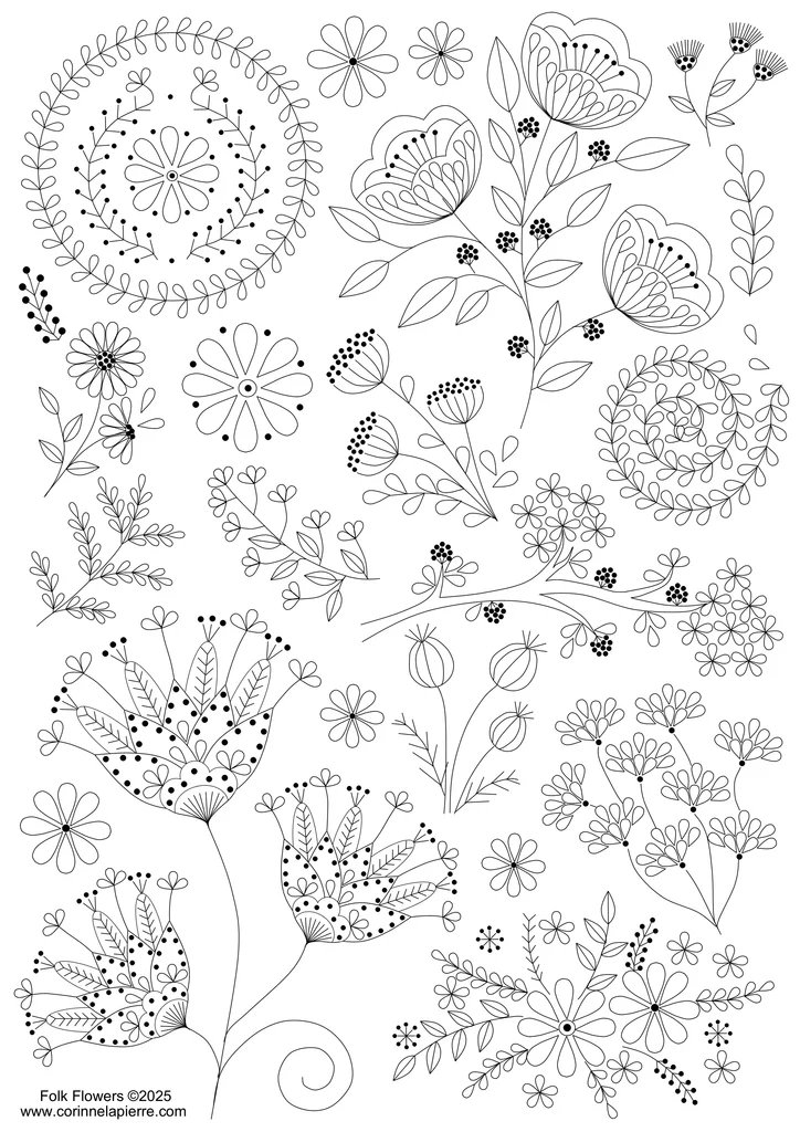Stick and Stitch Embroidery – Folk Flowers by Corinne Lapierre