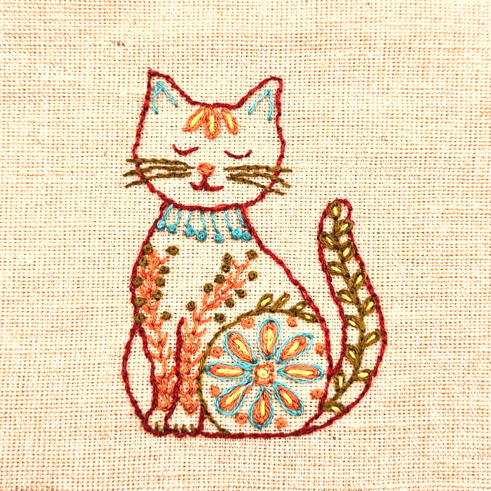Stick and Stitch Embroidery – Folk Cats by Corinne Lapierre