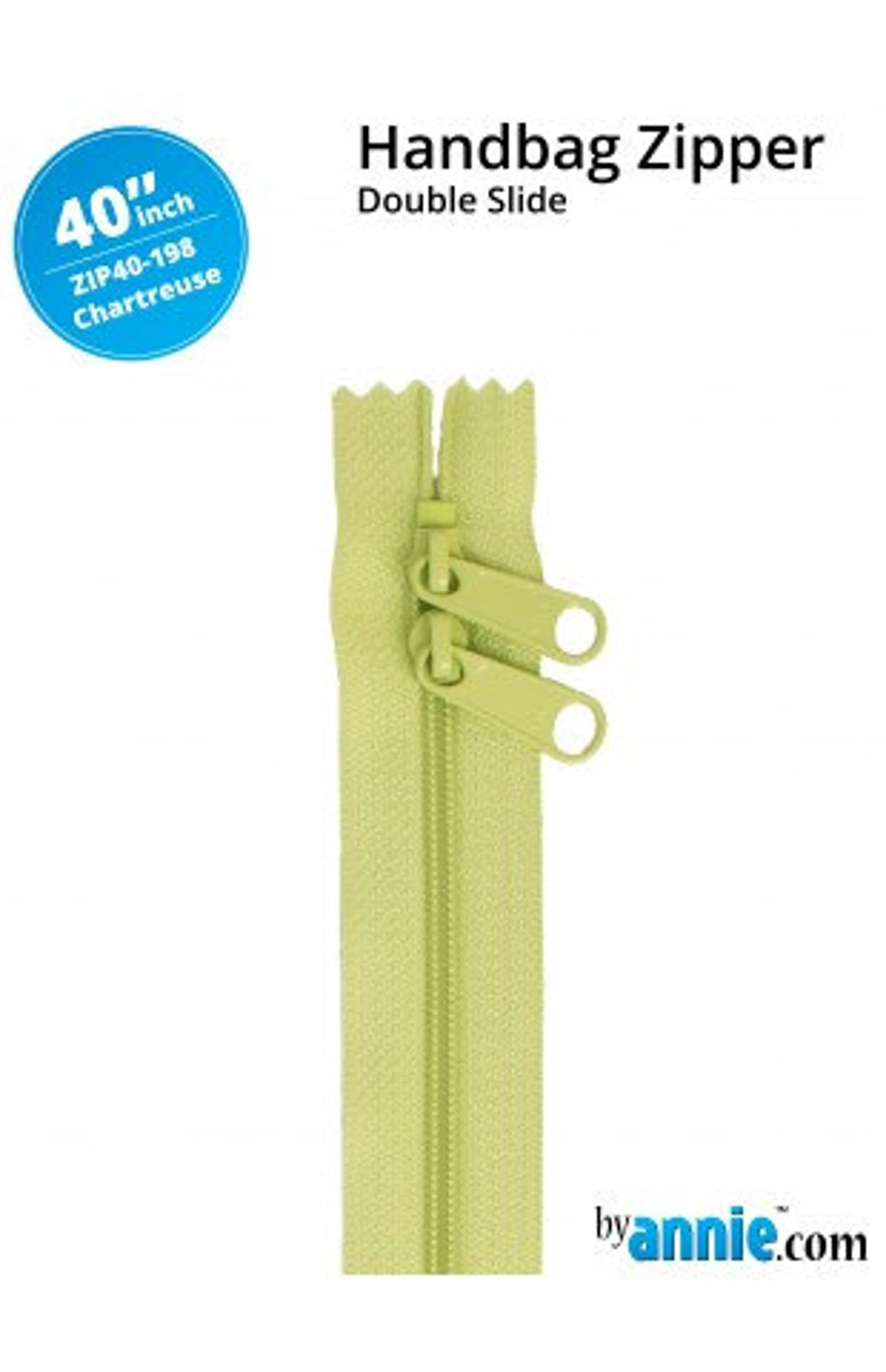 Chartreuse Double Slide Handbag Zipper – By Annie 40″