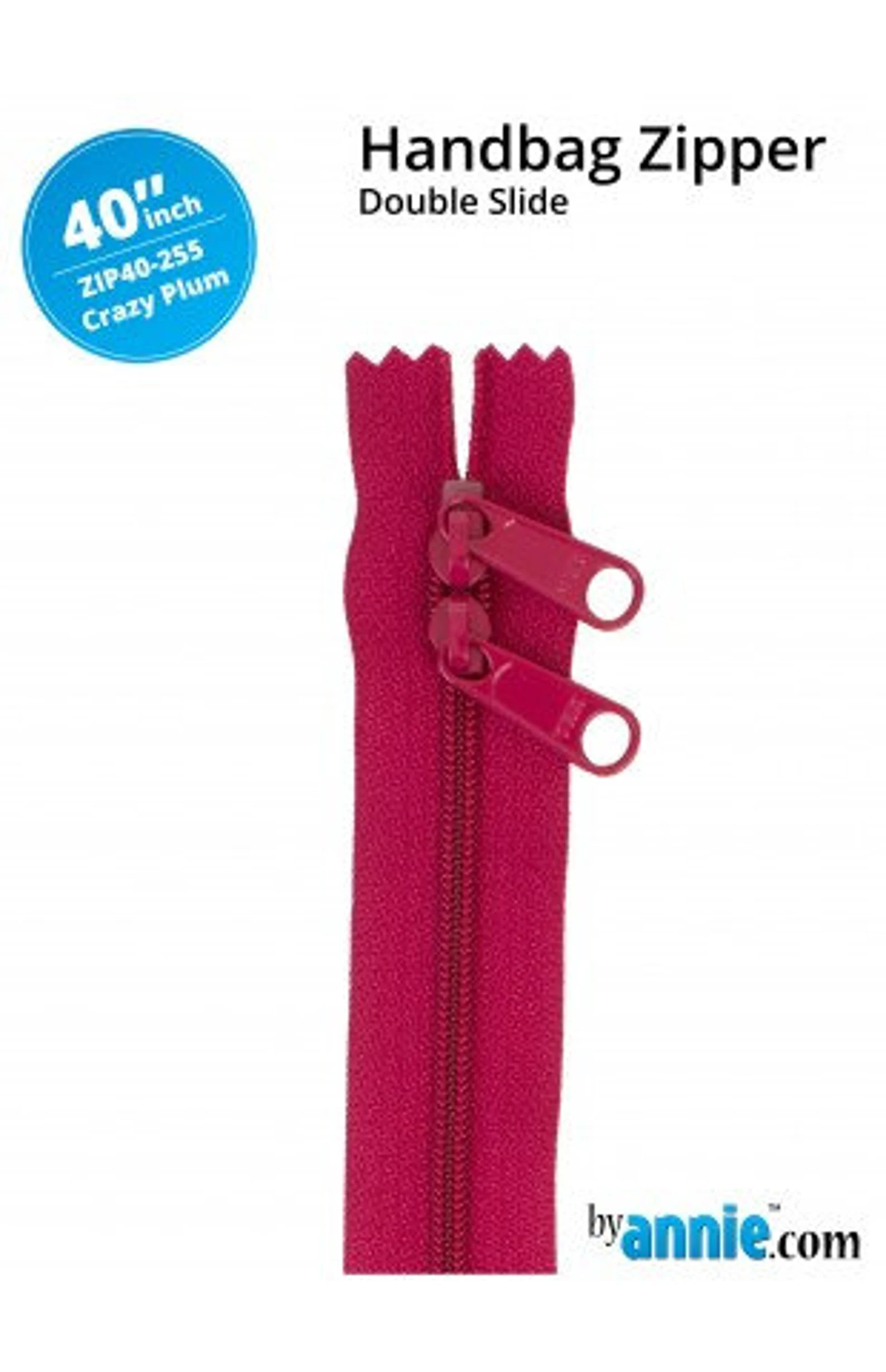 Crazy Plum Double Slide Handbag Zipper – By Annie 40″