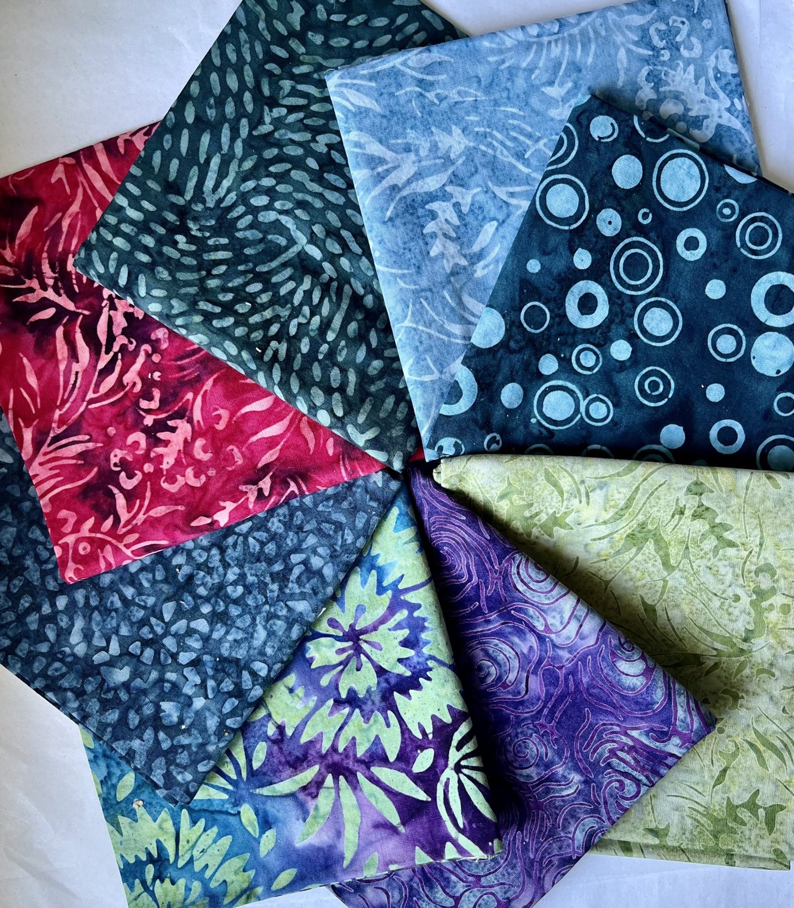 Sew Simple Stamped Batik Fat 1/4 Bundle